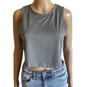 Sweet Super Soft Solid Gray Crewneck Sleeveless Cropped Pullover Tank Top